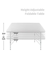 4FT Foldable Rattan Table, Portable & Durable
