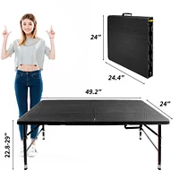 Simplie Fun 4FT Foldable Rattan Table, Portable, Waterproof, Stable