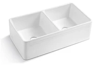 Streamdale Furniture Ceramic 33 18 X10 Kitchen Double Basin Farmhouse Sink Rectangular Vessel Sink