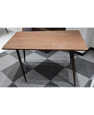 Simplie Fun Modern Mdf Dining Table, Walnut Metal Legs, Small Office Desk