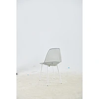 Transparent Grey Plastic Seat Dining Chair with Metal Legs (Set of 4)