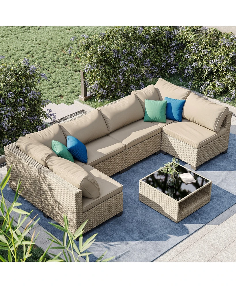 Simplie Fun 7-Piece Patio Set: Water-Resistant Cushions, Modular Design