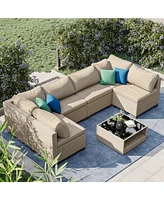 Simplie Fun 7-Piece Patio Set: Water-Resistant Cushions, Modular Design