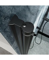 35-3/8 in. W x 72 in. H Bi-Fold Shower Doors in Matte Black with Clear Glass