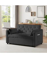 Simplie Fun Black Velvet Sofa Bed with Adjustable Positions