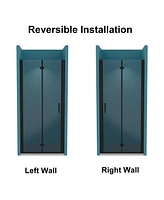 35-3/8 in. W x 72 in. H Bi-Fold Shower Doors in Matte Black with Clear Glass