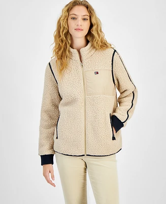 Tommy Hilfiger Women's Sherpa Mock-Neck Zippered Jacket