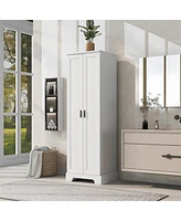 Streamdale Furniture Storage Cabinet With Two Doors For Bathroom, Office, Adjustable Shelf, Mdf Board, White