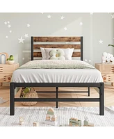 Streamdale Furniture Rustic Wood Headboard Twin Bed Frame