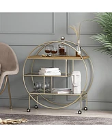 Streamdale Furniture Contemporary 3-Shelf Bookcase with Gold Iron Frame and Tempered Glass Shelves