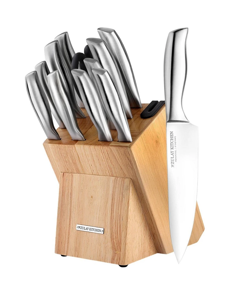 Zulay Kitchen 12 Piece Ultra Sharp Knife Set With Block and Sharpener