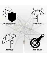 Jonathan Y Baiona 9 ft Market Patio Umbrella, Uv Protection, Auto-Tilt, Crank, Wind Vent