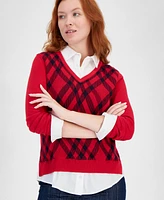 Tommy Hilfiger Women's Diamond Argyle Two-Piece Sweater