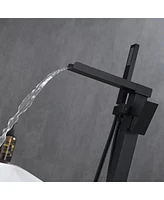 Streamdale Furniture 1-Handle Freestanding Bathtub Faucet With Hand Shower, Matte Black