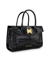 Mac Duggal Gold Plated Hardware Crocodile Embossed Leather Tote Bag