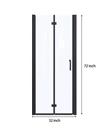 Streamdale Furniture 32 To 33-3/8 In. W X 72 In. H Bi-Fold Semi-Frameless Shower Doors In Matte Black With Clear Glass