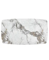 Simplie Fun Luxurious Faux Marble Dining Table with Modern X-Shaped Base