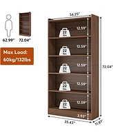 Tribesigns 78-inch Tall Bookcase, Modern 7-Tier White Library Bookshelf with Storage Shelves, Large Open Bookcases Wood Display Shelving Unit for Bedr