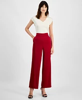 Anne Klein Women's High Rise Wide-Leg Pull-On Pants