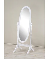 Streamdale Furniture Traditional Queen Anna Style Wood Floor Cheval Mirror, White Finish