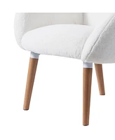 Pure Solid Wood Beech Frame Imitation Lamb Fabric Sofa Chair, Suitable For Living Room And Hotel