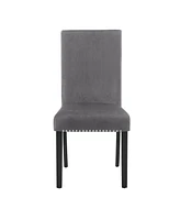 Streamdale Furniture Contemporary Velvet Dining Chair with Nailhead Trim, Set of 2, Gray