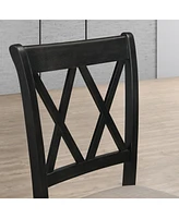Fabric Upholstered Dining Chair in Black, Set of 2