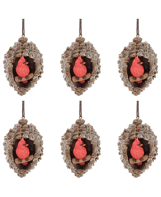 Slickblue Set of 6 Cardinal in Cone Ornaments for Festive Holiday Decor