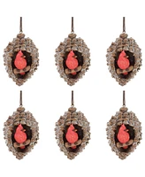 Slickblue Set of 6 Cardinal in Cone Ornaments for Festive Holiday Decor