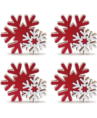 Slickblue Snowflake (Set of 4) 6.5"H Wood