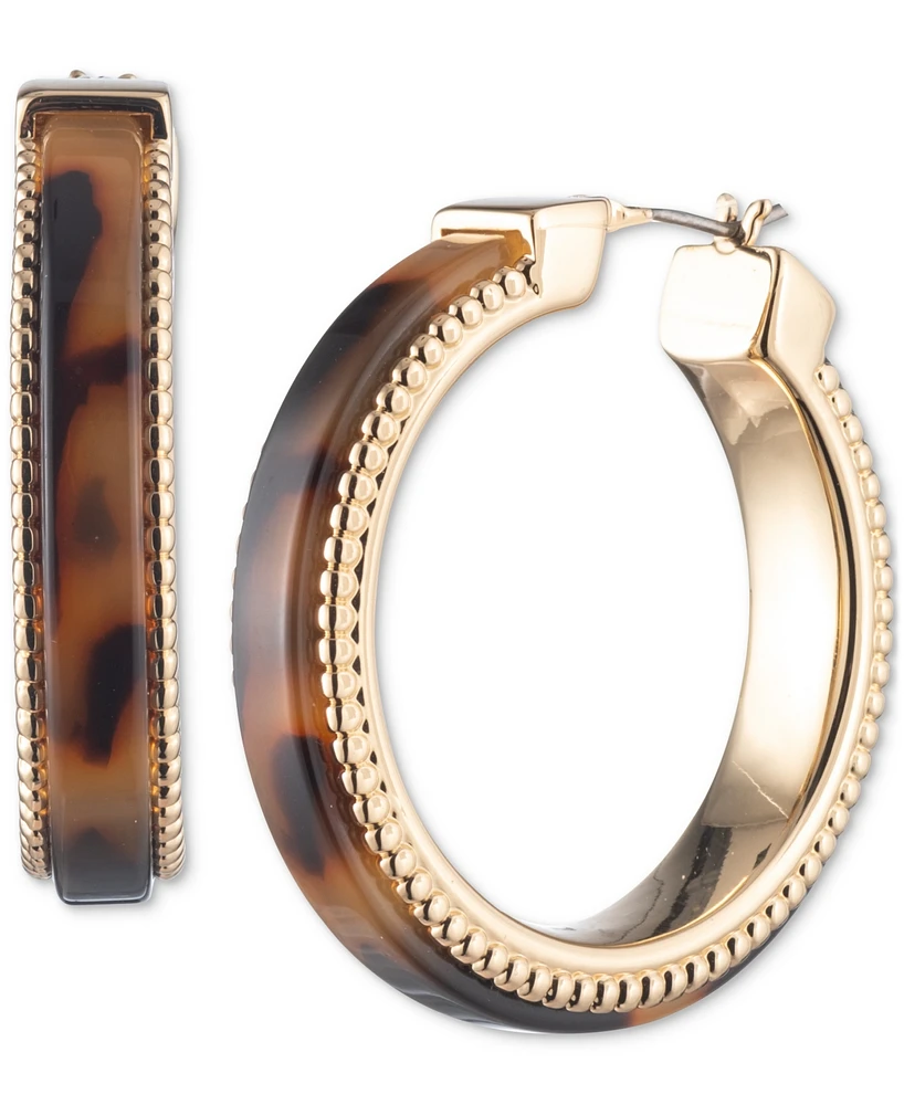 Lauren Ralph Lauren Gold-Tone Medium Tortoise-Look Hoop Earrings, 1.1"