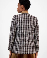 Anne Klein Women's Tweed 3/4-Sleeve Open-Front Jacket