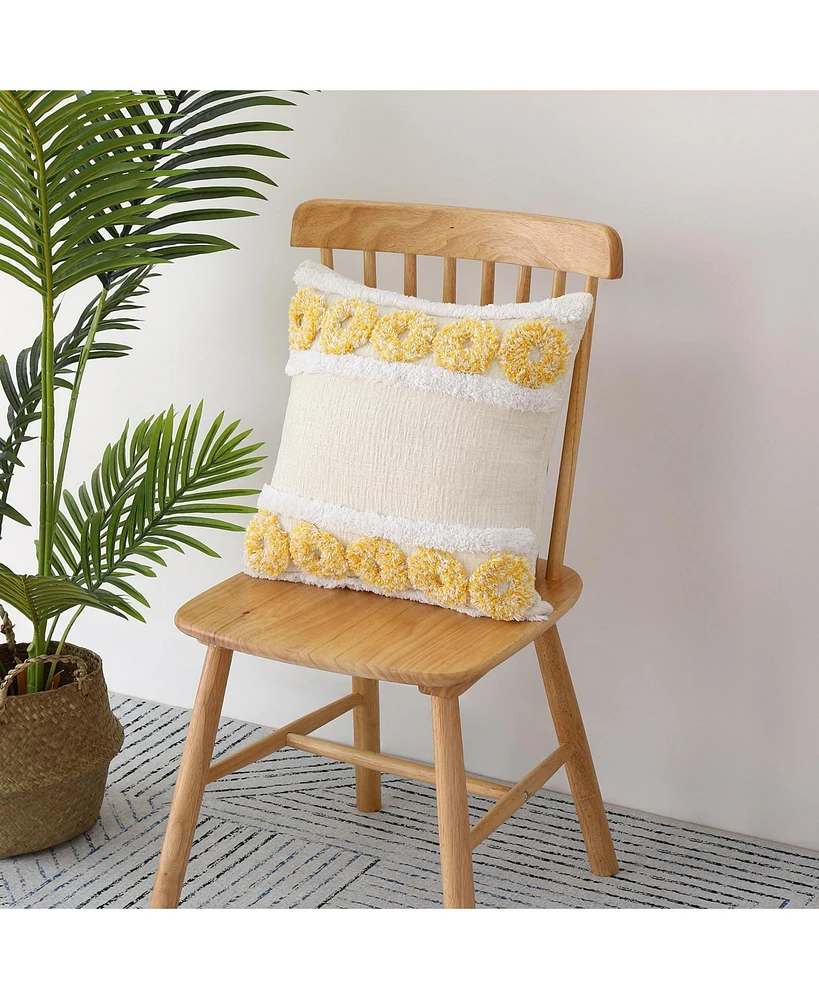 Caromio 1Pc Donut Tufted Chenille Decorative Throw Pillow Covers 18" x 18"