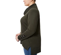 Melissa Paige Plus Size Contrast-Cuff Cowlneck Sweater