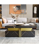 Streamdale Furniture Modern Black Square Storage Coffee Table With 4 Drawers