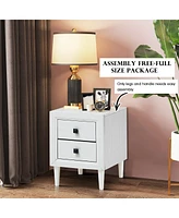 Sugift 2 Pieces Multipurpose Retro Nightstand Set with 2 Drawers