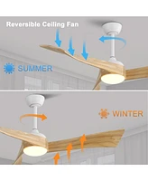 Sofucor 52" Ceiling Fan with Lights & Remote, 3 Wood Blades, Dc Motor, 6-Speed, Dimmable