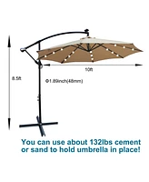 Streamdale Furniture 10FT Solar-Powered Led Outdoor Patio Umbrella - Waterproof & Lighted