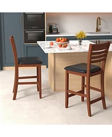 Skonyon Set of 2 Counter Height Bar Chair Kitchen Island Stool with Backrest and Footrest