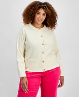 On 34th Trendy Plus Milano Crewneck Cardigan, Created for Macy's