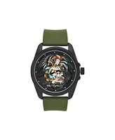 Ed Hardy Men's Matte Olive Silicone Strap Analog Watch 46mm