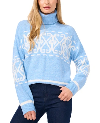 CeCe Women's Fair Isle Turtleneck Sweater