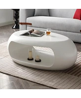 Streamdale Furniture Sleek Modern Coffee Table Fiberglass Oval Design, No Assembly