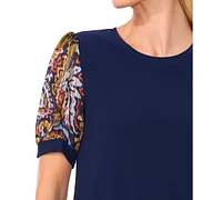 CeCe Women's Floral Puff-Sleeve Blouse