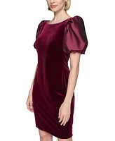 Karl Lagerfeld Paris Women's Velvet Taffeta Puffed-Sleeve Dress