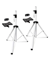 5 Core Speaker Stand White 2Pices Tripod Tall Adjustable Up to 72 Inch Dj Studio Monitor Stands Pole Mount