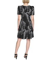 Karl Lagerfeld Paris Women's Fan-Texture Embellished Dress