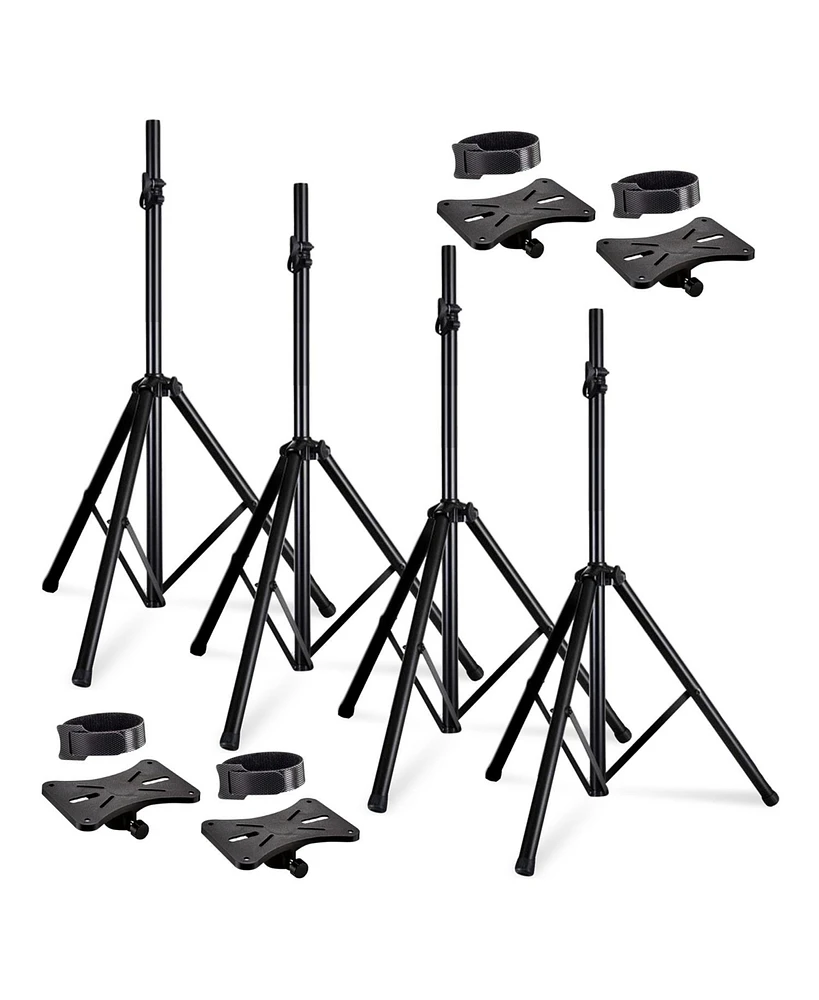 5 Core Speaker Stand Black 4 pieces Tripod Tall Adjustable Up to 72 Inch Dj Studio Monitor Stands Pole Mount