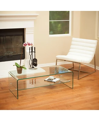 Simplie Fun Sleek Glass Coffee Table With Shelf