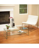 Streamdale Furniture Sleek Glass Coffee Table With Shelf